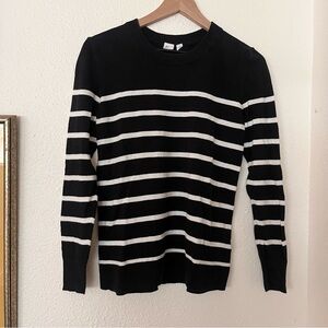 Black and White Striped Cotton Sweater